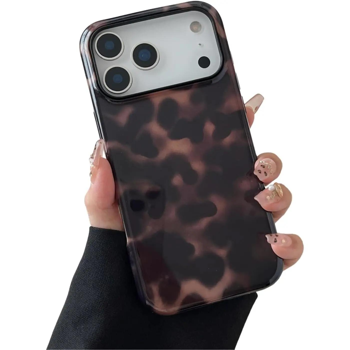 Women'S Amber Brown Leopard Print Hybrid phone case, view 1