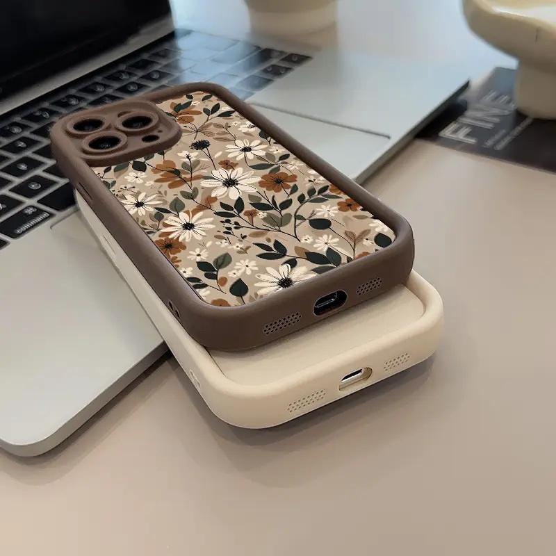 Brown Bumper Floral Iphone Case phone case, view 4
