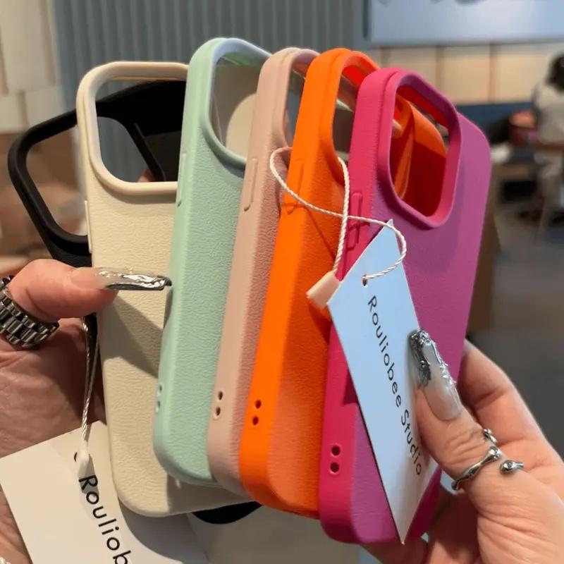 Solid Color Leather Texture Iphone Case phone case, view 8