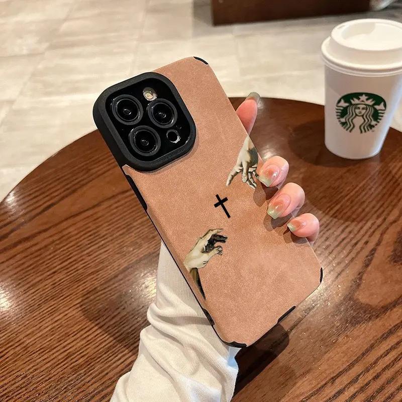 God'S Hand Pattern Fine-Hole Imitation Fur Anti-Drop phone case, view 1