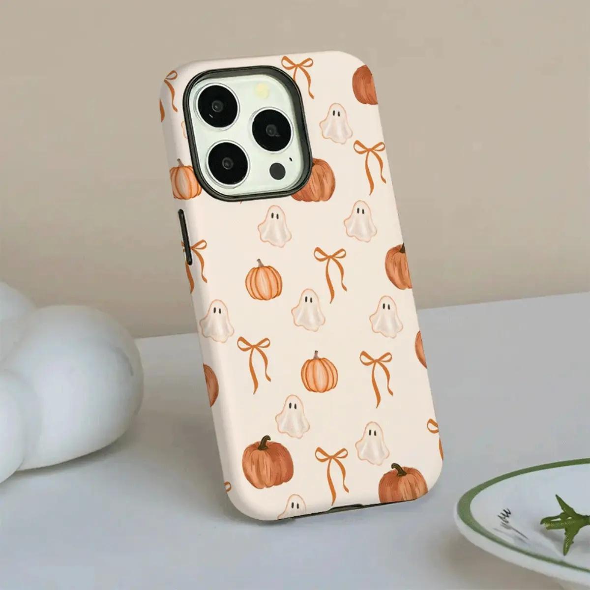 Halloween Ghost And Pumpkin Designs Pattern phone case, view 2