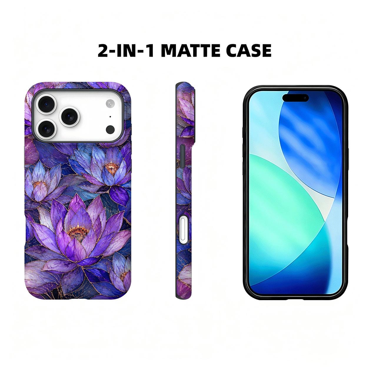 Purple Lotus Floral Magnetic Compatible phone case, view 4