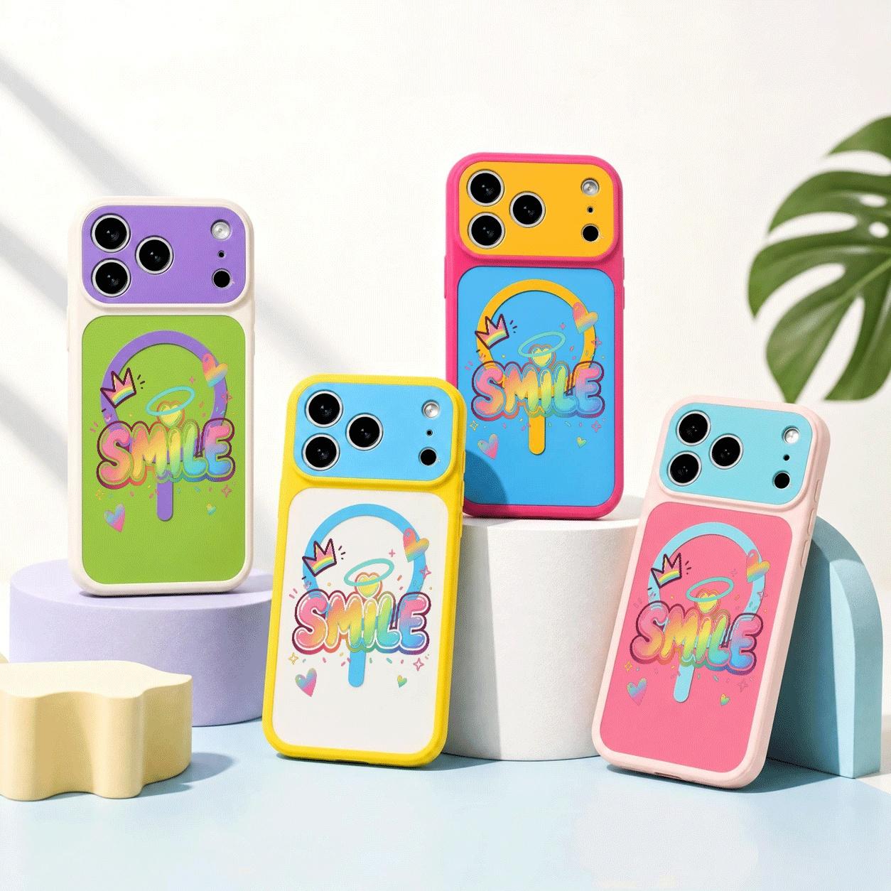 Colorful Smile Graphic Magnetic phone case, view 1