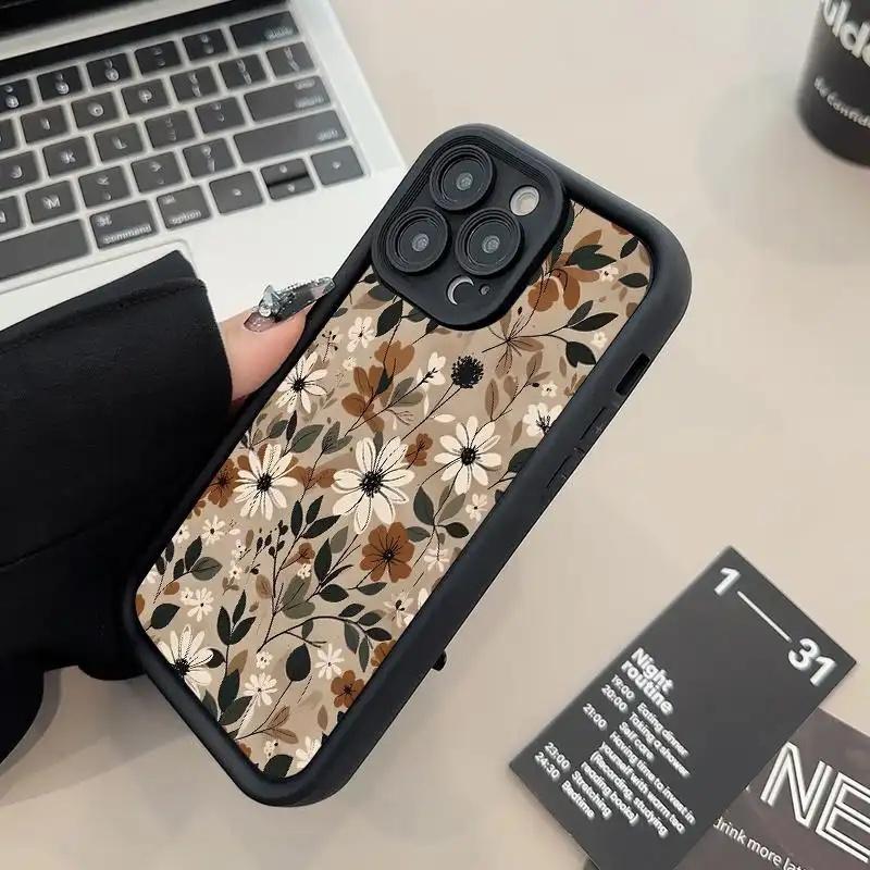 Brown Bumper Floral Iphone Case phone case, view 9