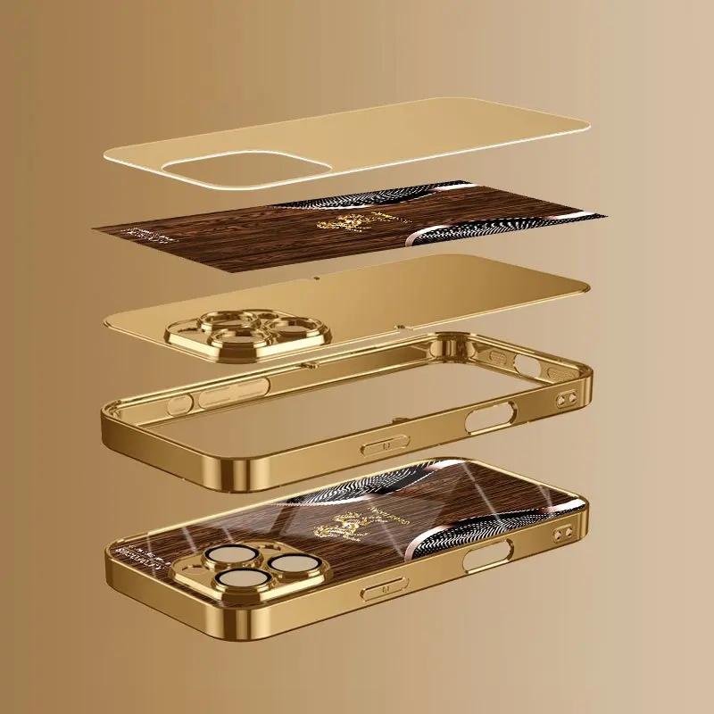 Wood Grain Golden Horse Iphone Case phone case, view 5
