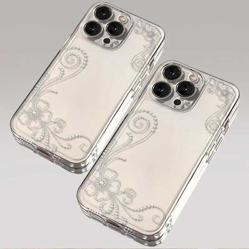 Women'S Luxury Elegant Pearl Floral Swirl Pattern phone case, view 1