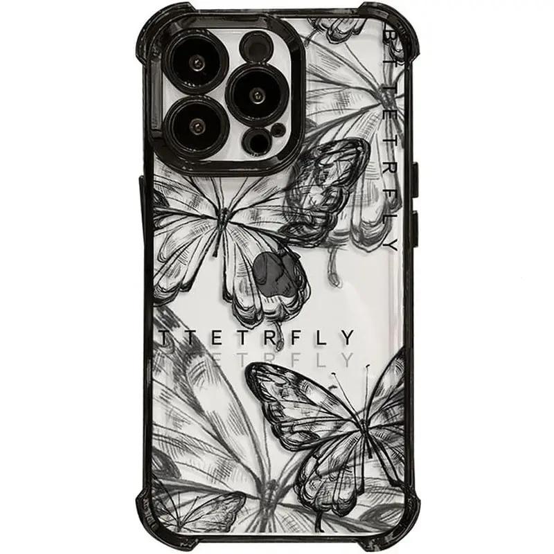 Black Butterfly Print Iphone Case phone case, view 2