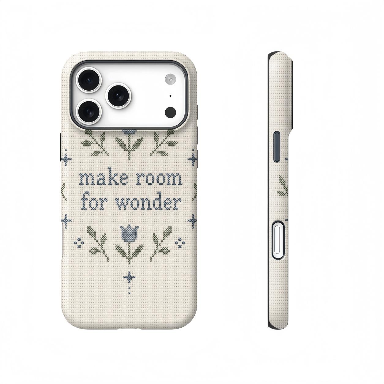 Vintage Cross Stitch Floral Inspirational Quote Magnetic Compatible phone case, view 1