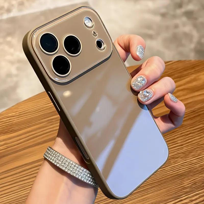Milk Tea Brown Preppy Street Macaron Ice-Sense Glass phone case, view 1