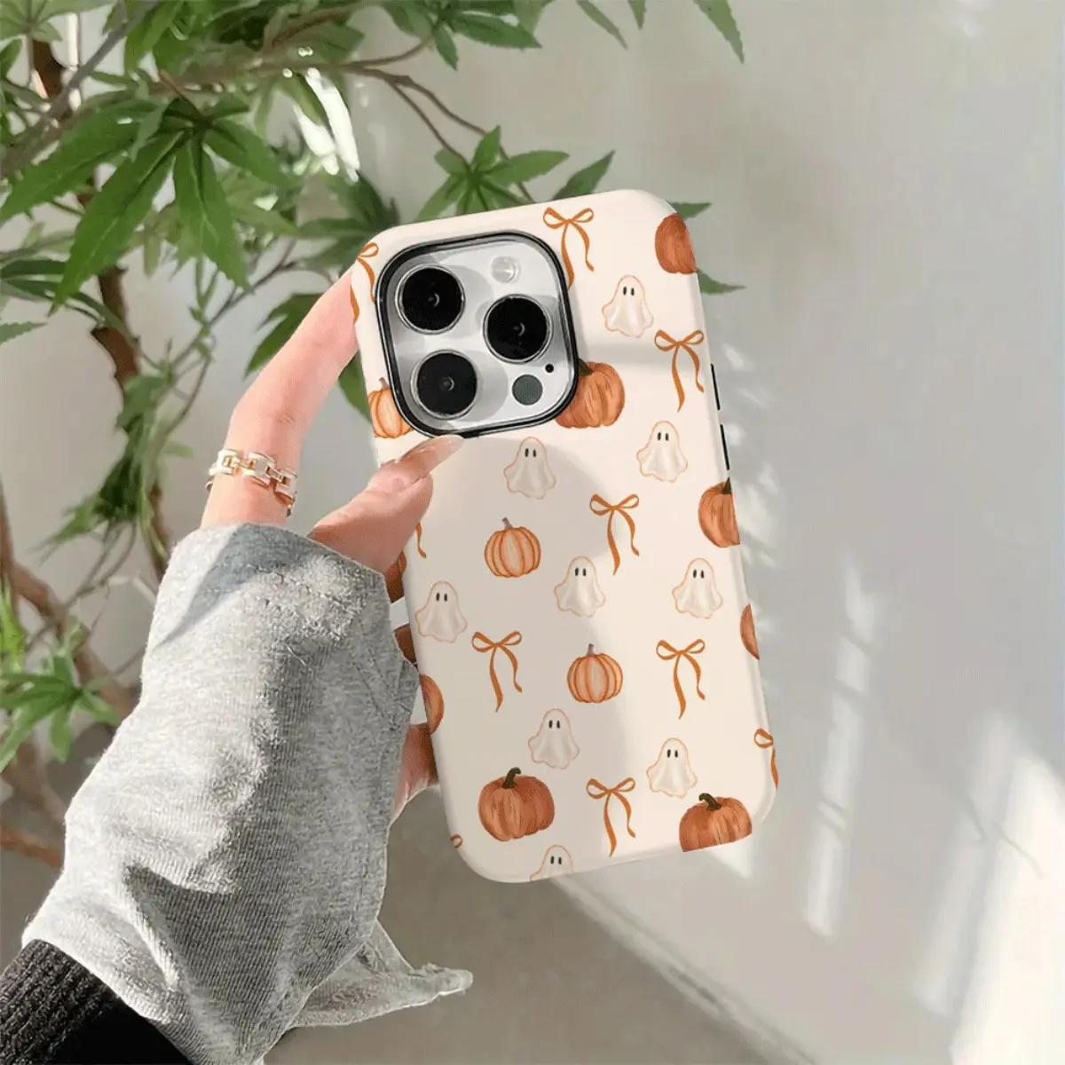 Halloween Ghost And Pumpkin Designs Pattern phone case, view 4