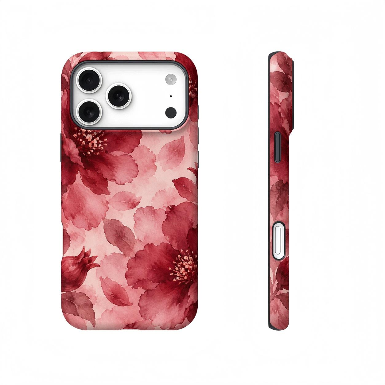 Red Pink Watercolor Floral Magnetic phone case, view 1