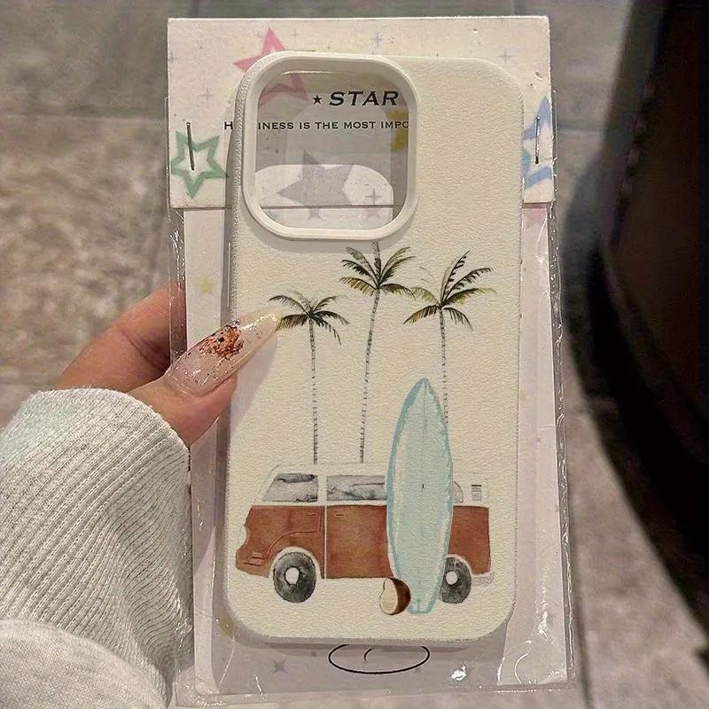 Tropical Palm Tree Surfboard Print phone case, view 1