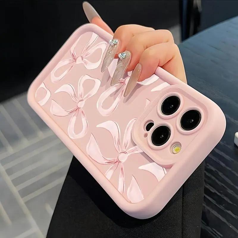 Pink Bow Print Phone Case phone case, view 3