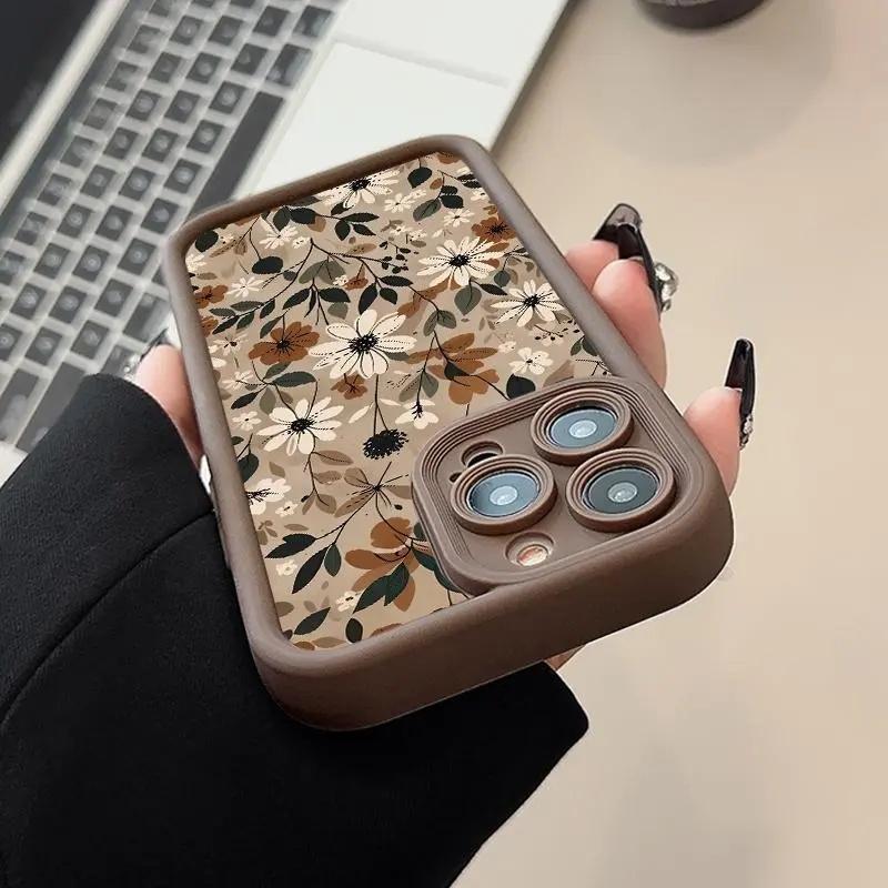 Brown Bumper Floral Iphone Case phone case, view 5