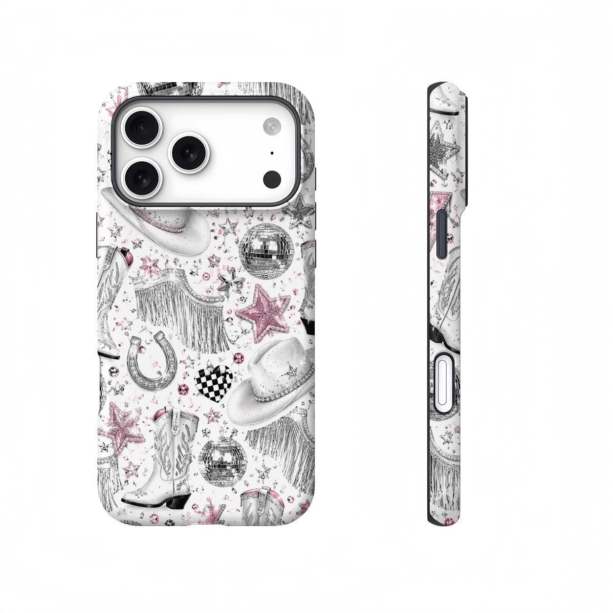 Pink Western Disco Cowgirl Magnetic Compatible phone case, view 1