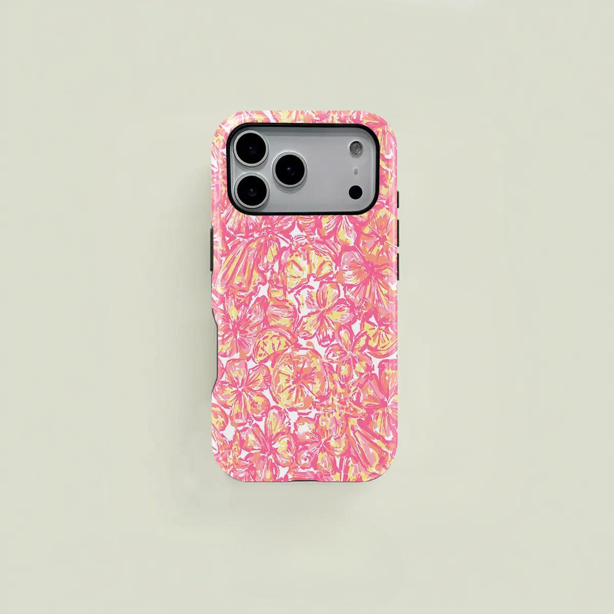 Personalized Watercolor Pink & Yellow Floral phone case, view 1