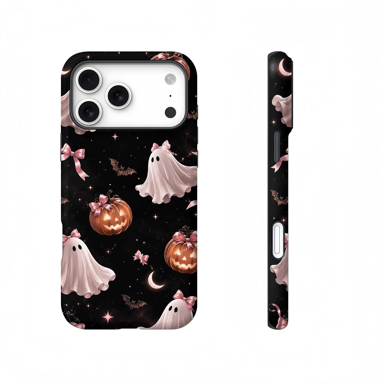 Pink Halloween Ghost Pumpkin Magnetic Compatible phone case, view 1