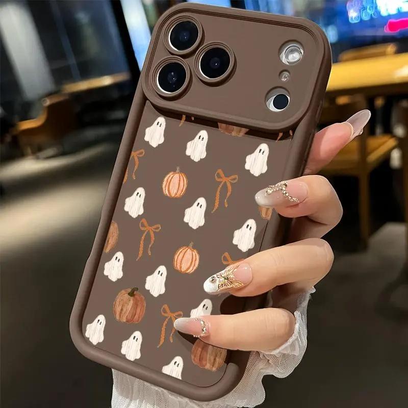 Pumpkin Ghost Bow Pattern Blend Silicone phone case, view 1