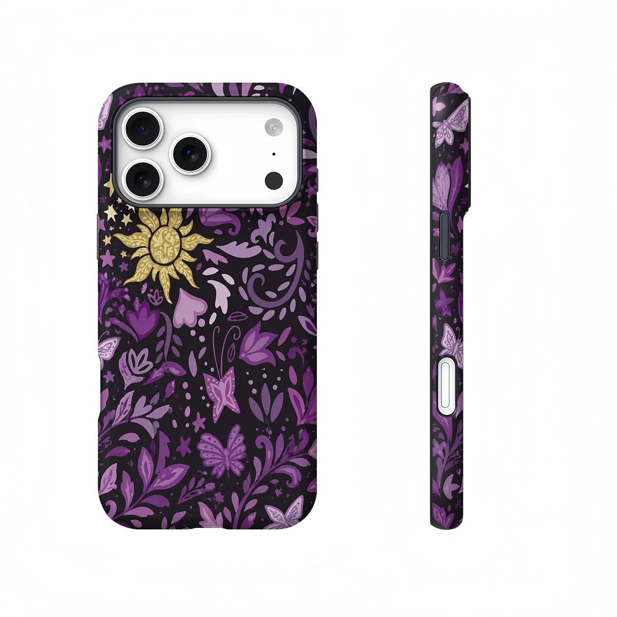 Purple Botanical Magnetic Smartphone - Sun Butterfly Floral 2-In-1 Glossy/Ma phone case, view 1
