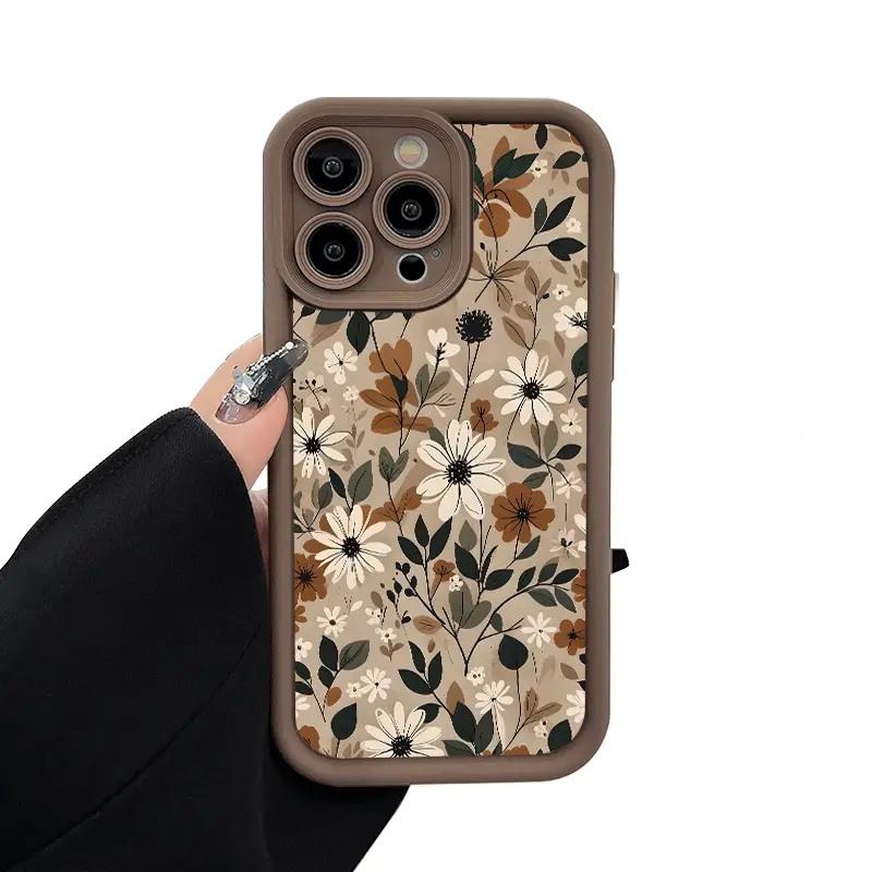 Brown Bumper Floral Iphone Case phone case, view 8