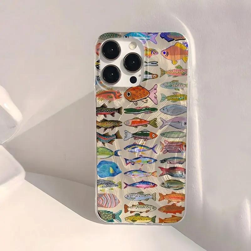 Cute Colorful Fish Pattern phone case, view 1