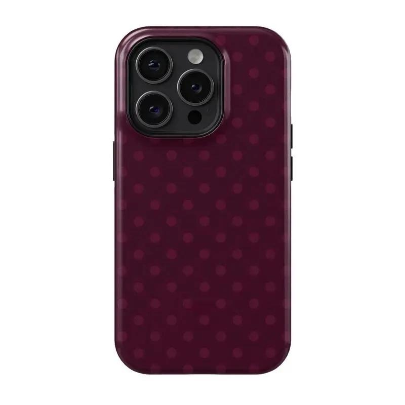 Burgundy Polka Dot Rubber Cell Phone Protect Cover - Double-Layer Anti-Drop, phone case, view 1