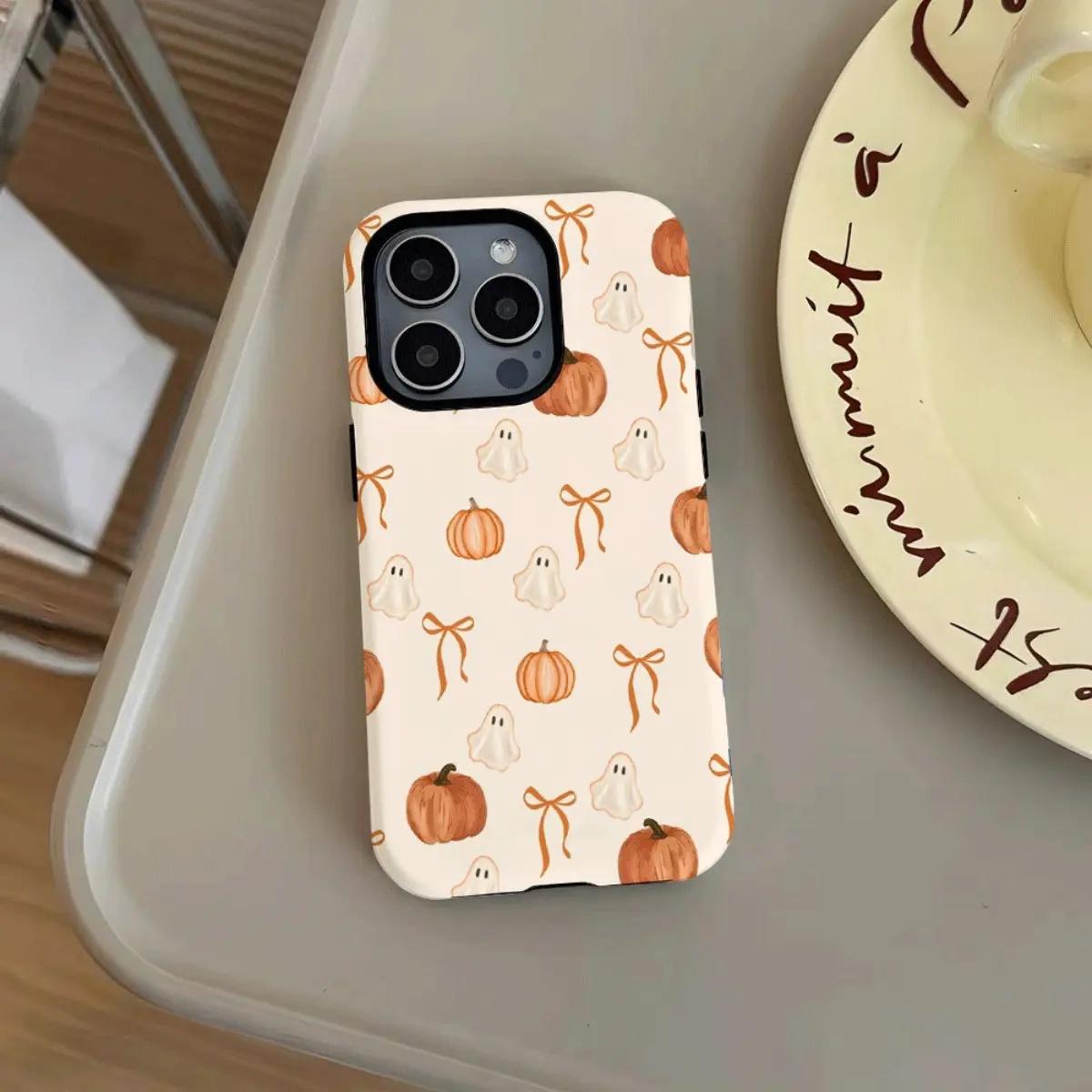 Halloween Ghost And Pumpkin Designs Pattern phone case, view 5