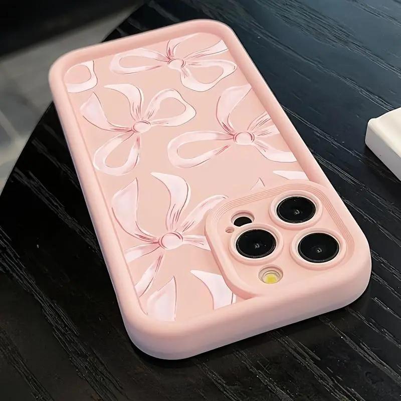 Pink Bow Print Phone Case phone case, view 4