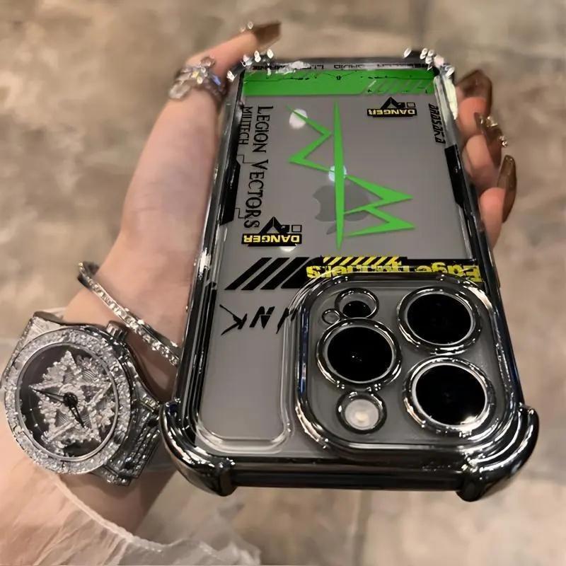 Cyberpunk Frame Pattern Transparent Soft phone case, view 1