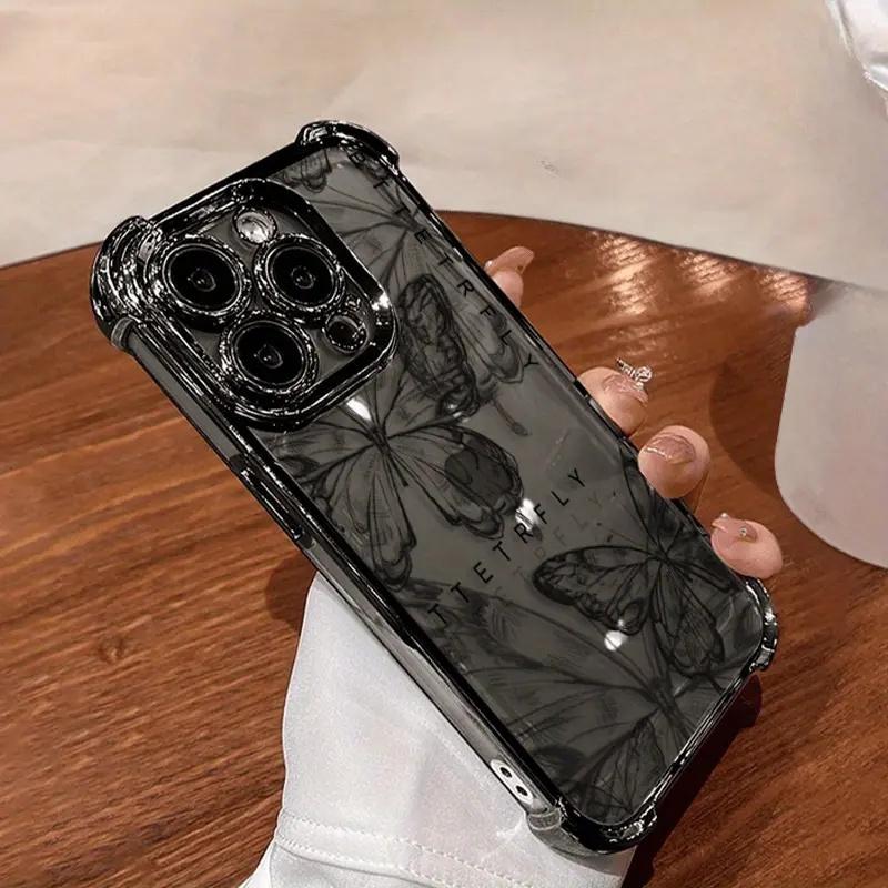Black Butterfly Print Iphone Case phone case, view 8