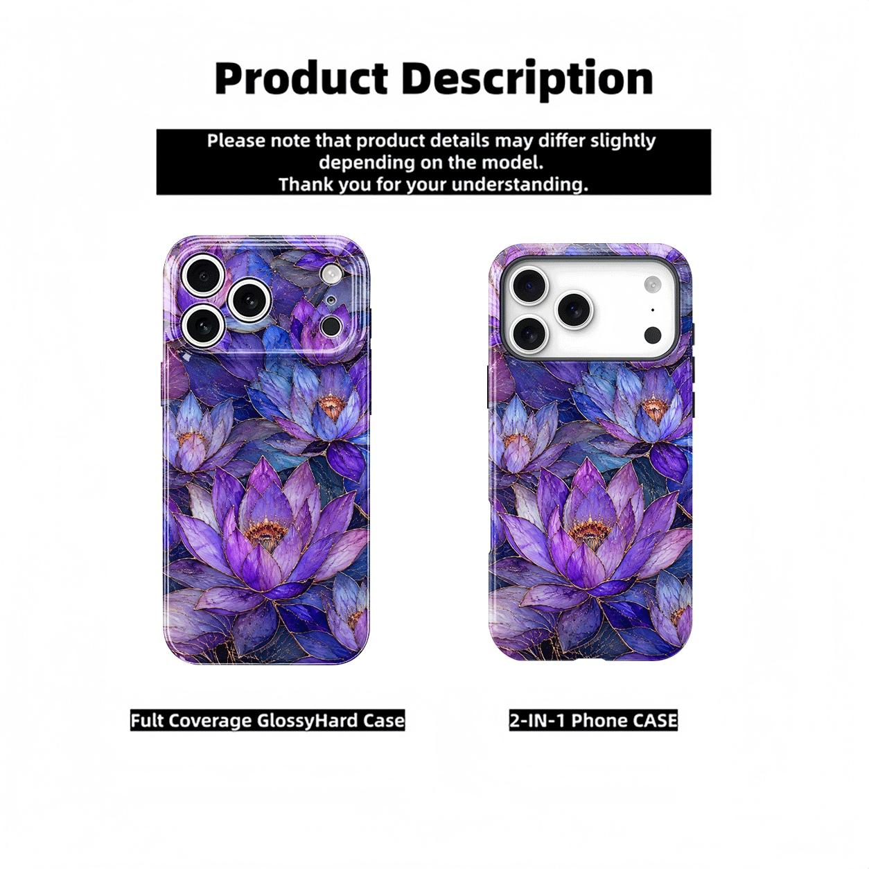 Purple Lotus Floral Magnetic Compatible phone case, view 2