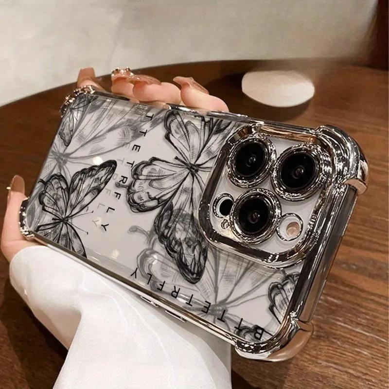 Black Butterfly Print Iphone Case phone case, view 3