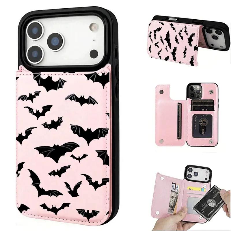 Bat Print Wallet Iphone Case phone case, view 3