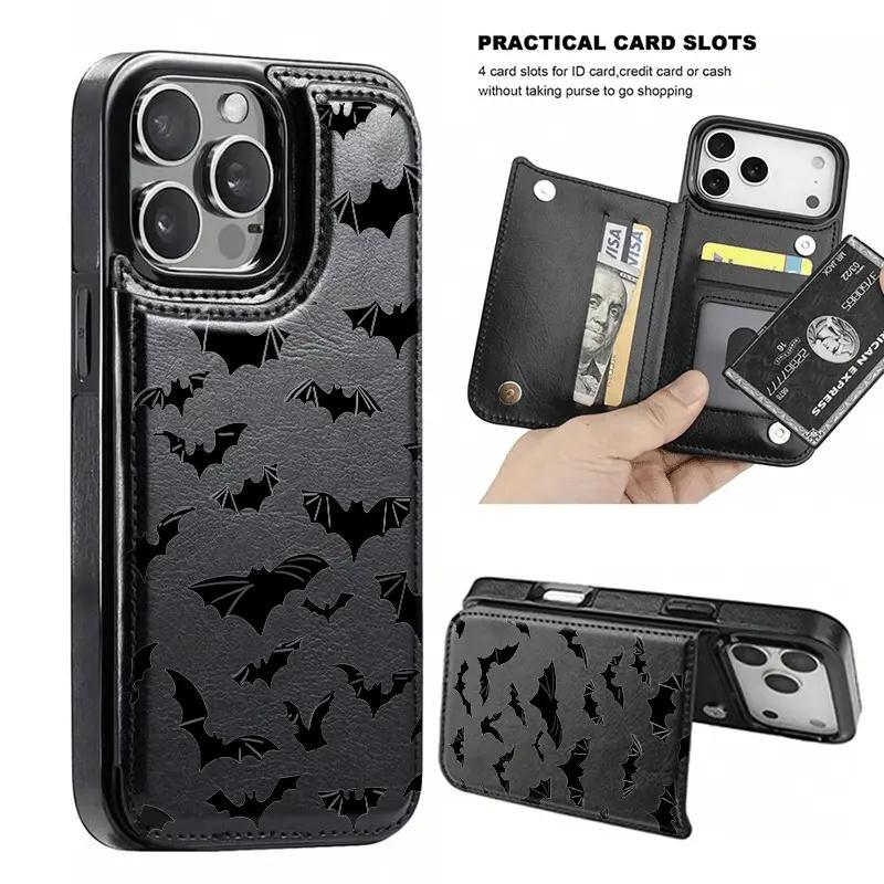 Bat Print Wallet Iphone Case phone case, view 5