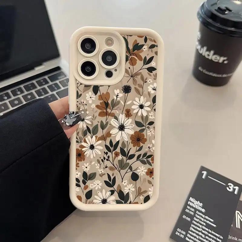 Brown Bumper Floral Iphone Case phone case, view 10