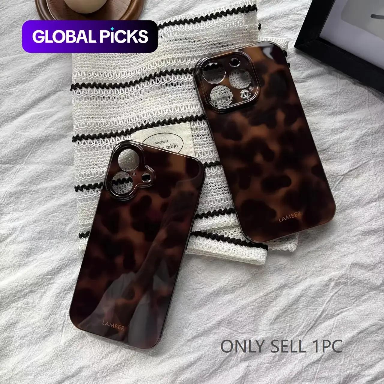 Fashion Leopard Print Amber Gradient phone case, view 1