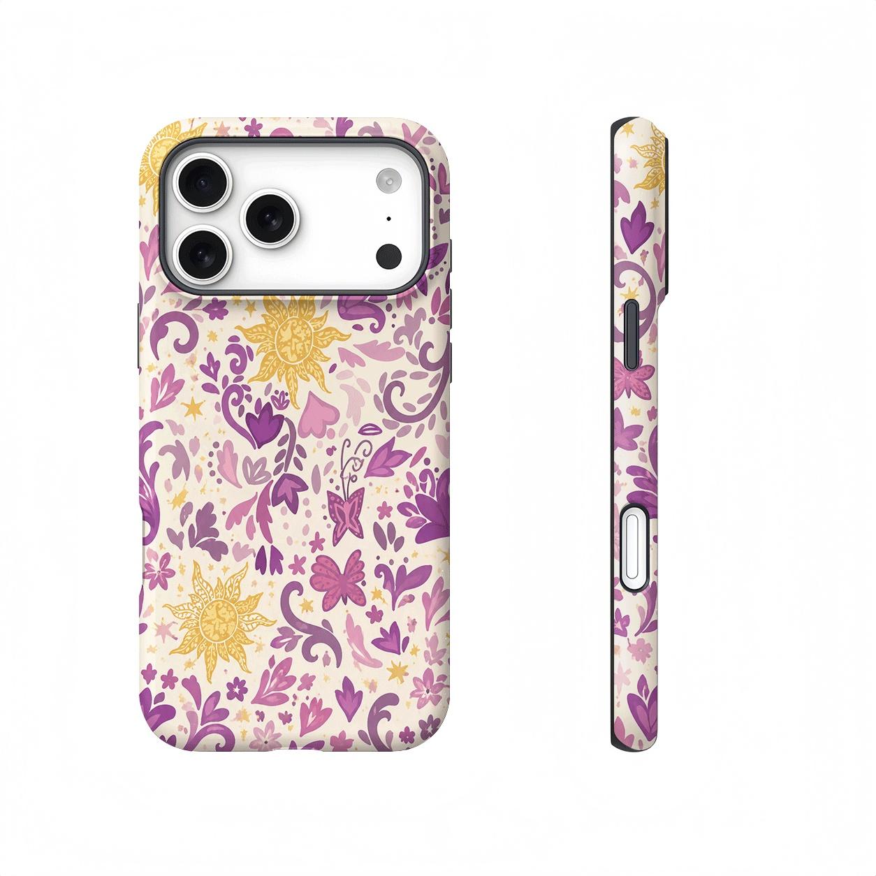Purple Floral Sun Butterfly Magnetic phone case, view 1