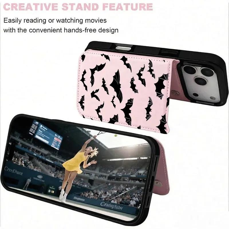 Bat Print Wallet Iphone Case phone case, view 7