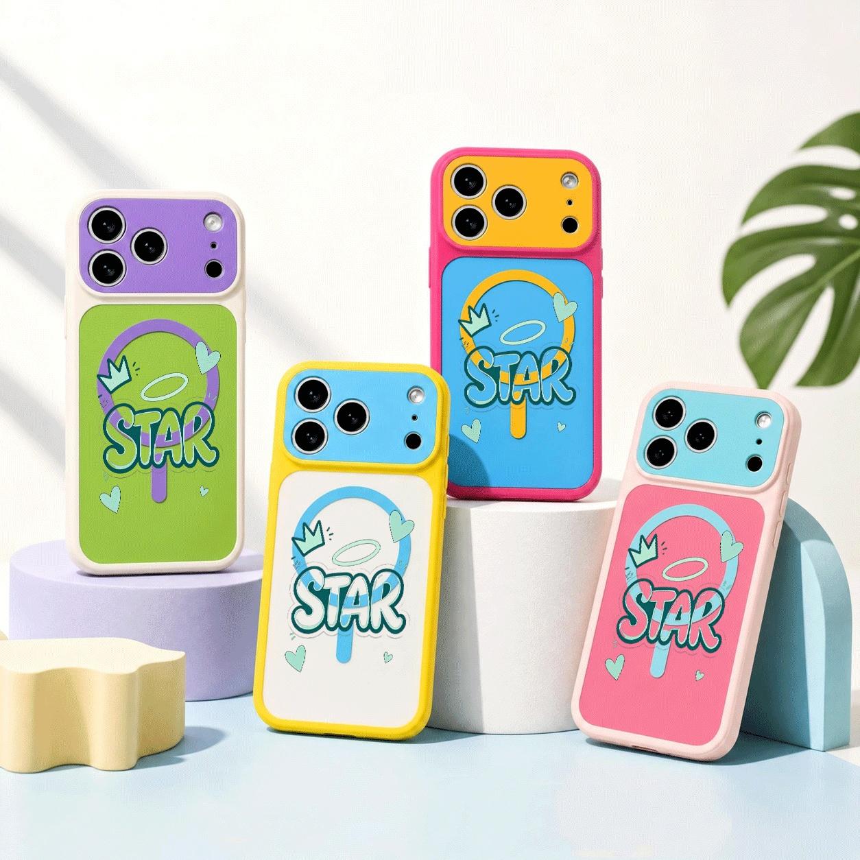 Colorful Star Graphic Magnetic phone case, view 1