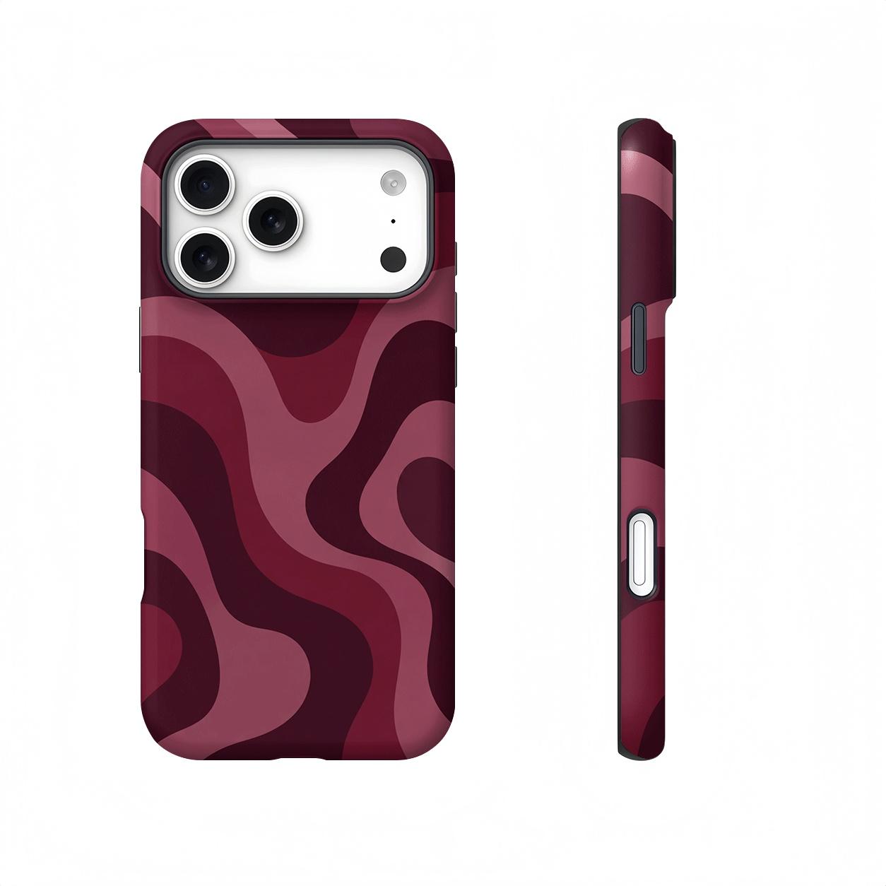 Burgundy Retro Wavy Magnetic phone case, view 1