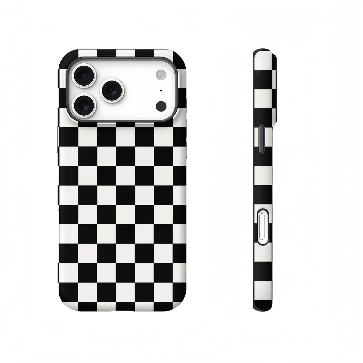 Black & White Checkered Magnetic phone case, view 1