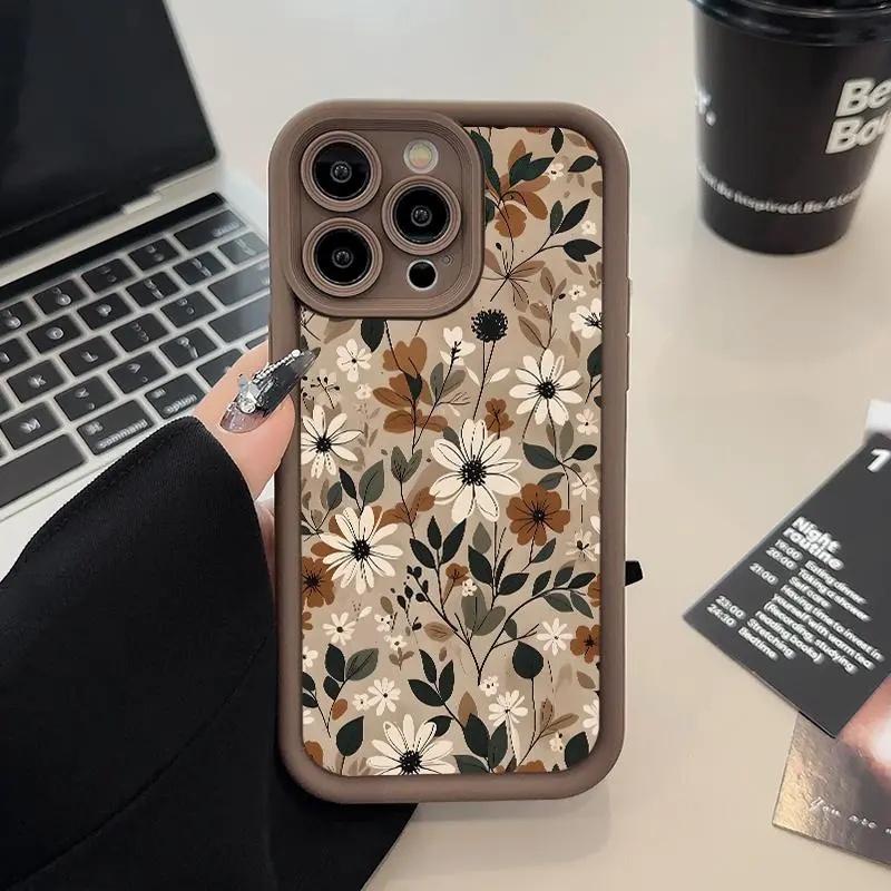 Brown Bumper Floral Iphone Case phone case, view 2