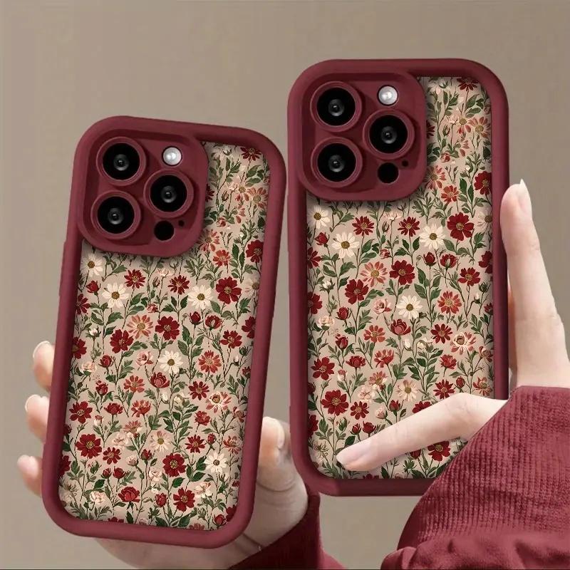 Burgundy Frame Floral Iphone Case phone case, view 2