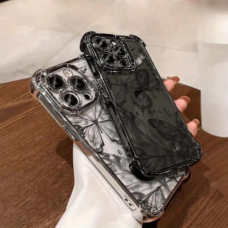 Black Butterfly Print Iphone Case phone case, view 5