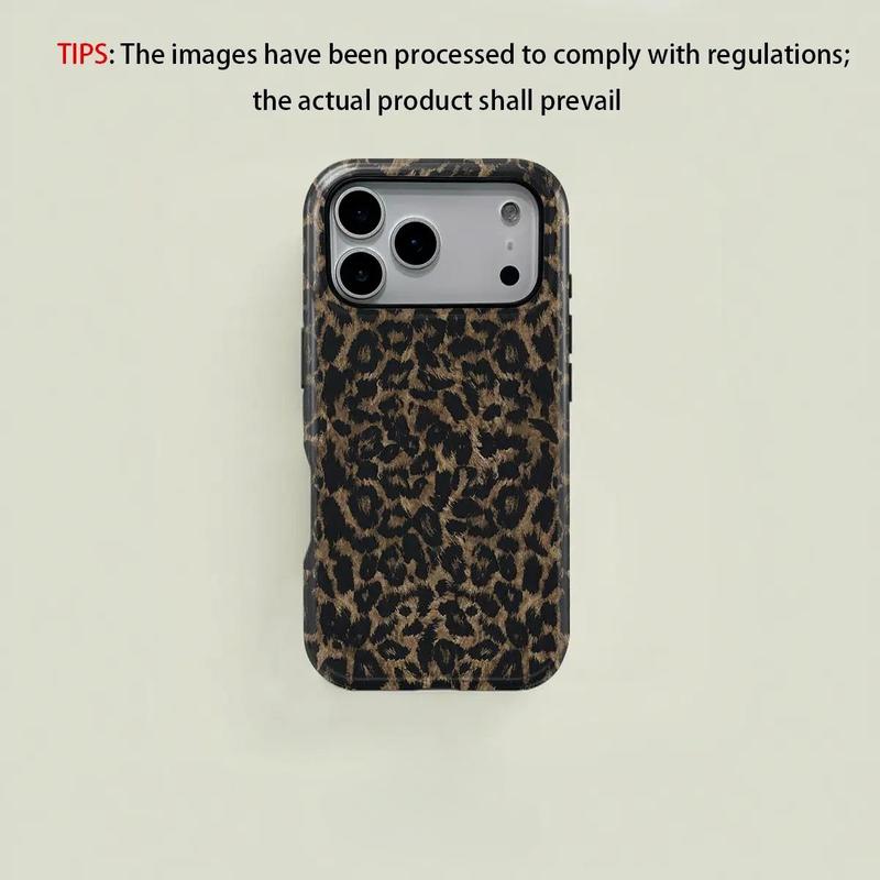 Brown and black leopard print MagSafe phone case