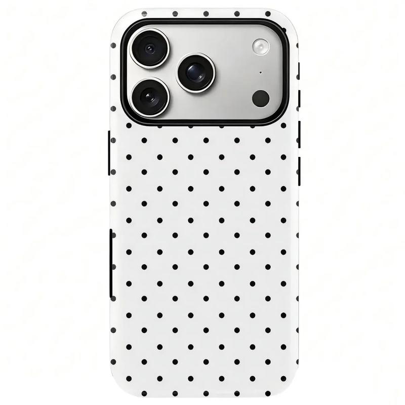 Black micro polka dot heavy-duty phone case